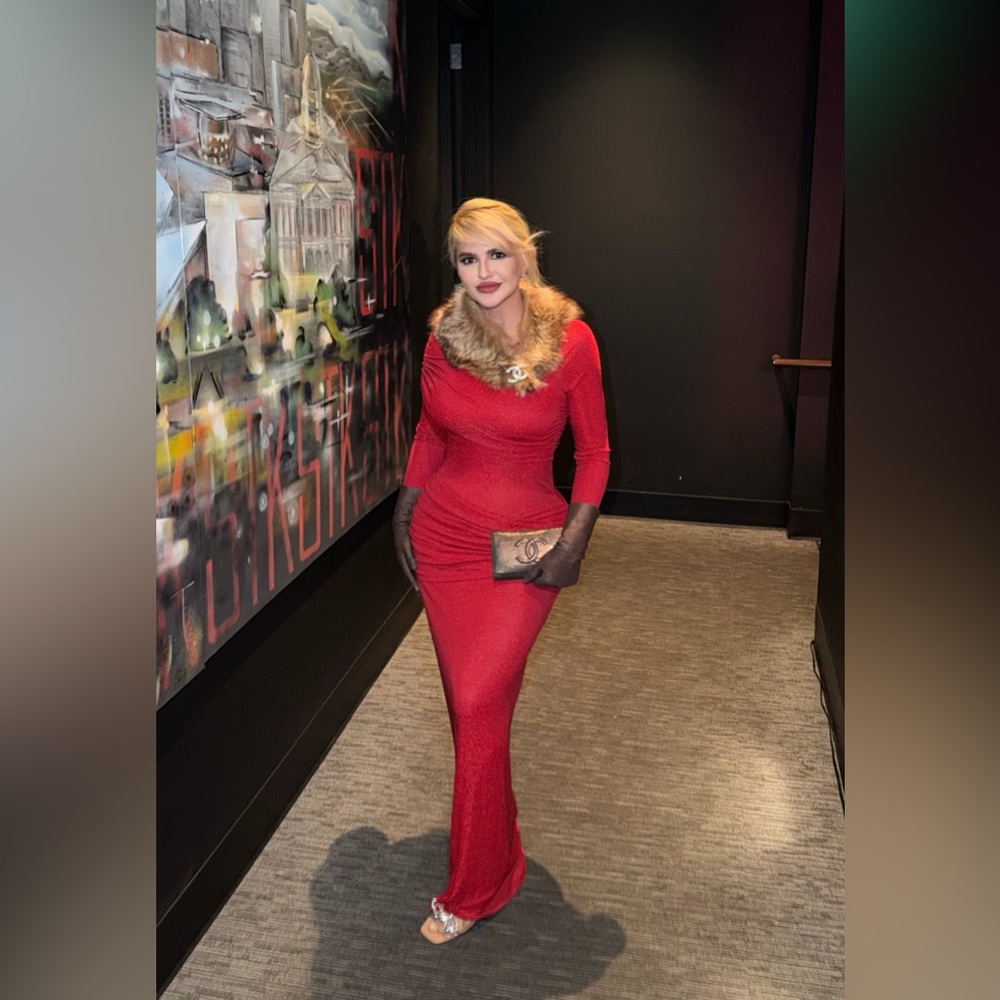Commense Red Long Sleeve Dress